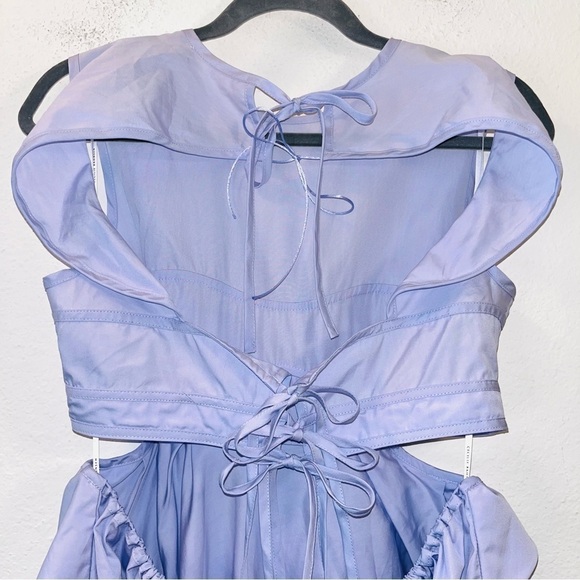 CECILIE BAHNSEN Dress Purple size 8 Seero cutout lavender cotton asymmetric mini - Picture 14 of 15